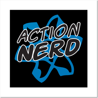 Funny Science Scientist Action Nerd Atom Blue Posters and Art